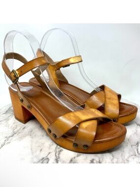 MIA Jullia Platform Ankle Strap Clog Sandals 9 Retro Boho Bohemian Classic